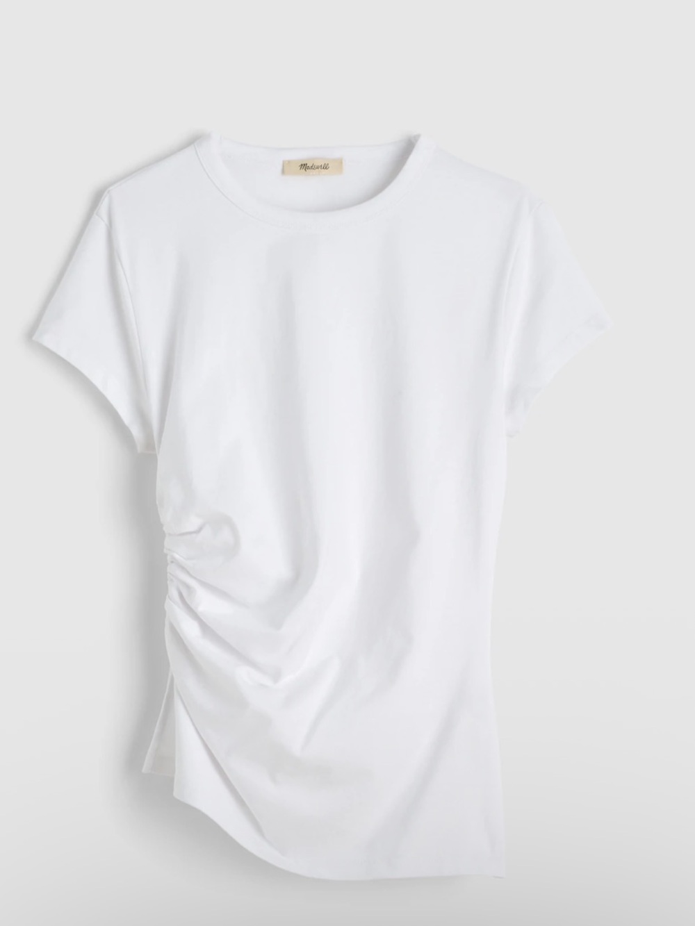 Madewell White Asymmetrical Side-Ruched Short Sleeve Tee NZ390 Small